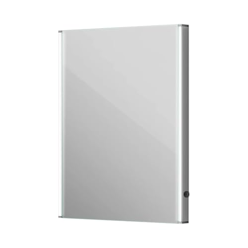 iBathUK Nebula Wall Mounted Rectangular LED Bathroom Mirror, Modern Frameless Motion Sensor Design with Integrated Demister and Copper-Free Silver Mirror in Silver Finish, 600 x 800mm