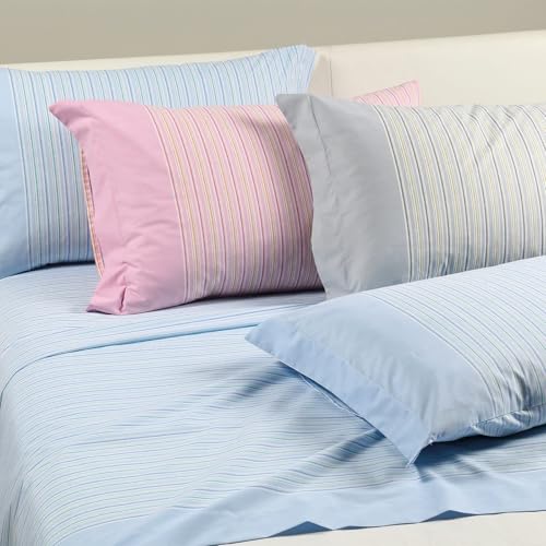 Caleffi - Double Bed Set with Double Bed Sheets 100% Cotton 240 x 280 cm, Double Fitted Sheet 180 x 200 cm for Mattress 25 cm High, 2 Pillow Cases for Bed 50 x 80 cm