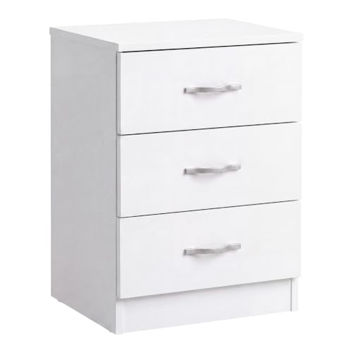 Vida Designs Large White Chest of Drawers, 3 Drawer With Metal Handles and Runners, Unique Anti-Bowing Drawer Support, Riano Bedroom Furniture