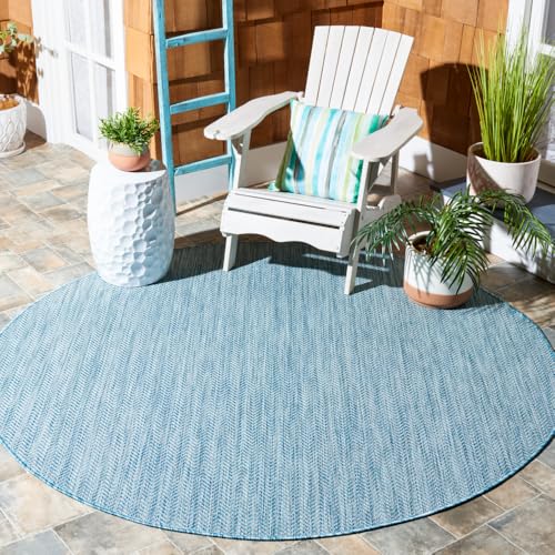 Safavieh Contemporary Rug for Living Room, Dining Room, Bedroom - Courtyard Collection, Short Pile, in Blue Grey, 201 X 201 cm