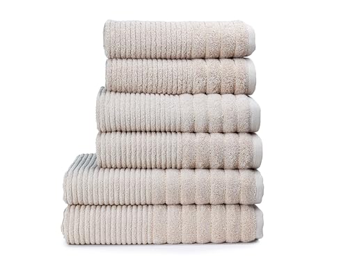 6-Pack Egyptian Cotton Bath Sheets - Premium 650 GSM Luxury Large Towels, Ultra Soft, Fast Drying & Highly Absorbent - Washable Bath Sheets for Bathroom, Spa & Gym (90x140 cm) - Natural
