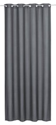Elbersdrucke Lino 17 Eyelet Curtain Opaque 300 x 140 cm Anthracite Curtain for the Living Room Bedroom Kitchen Hallway Children's Room