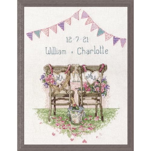 Design Works Wedding Chairs Cross Stitch Kit, Cotton, Multi-Colour, 23 x 30 x 0.1 cm