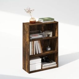 Furinno SIMPLE Book Shelf, 3-Tier Bookshelf, Storage Shelves Bookcase, 9.7 x 23.7 x 31.5, for Living Room, Bedroom, Home Office, Amber Pine