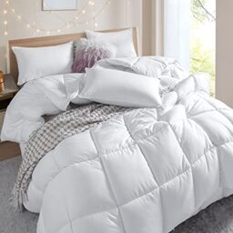 Dorrin Nessin Winter Extra Warm White King Size Down Alternative Comforter, Heavyweight All Season Fiberfill Comforter Duvet Insert 106x90 with Corner Tabs - Ultra Soft Brushed Microfiber Shell