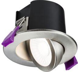 Knightsbridge SpektroLED Evo Tilt - Fire Rated IP65 Downlight with 2 x Wattage and 4 x CCT - Brushed Chrome