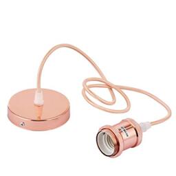 Innoteck Vintage Ceiling Pendant Lamp Holder E27 Metal Fabric Braided Light Fitting - Rose Copper