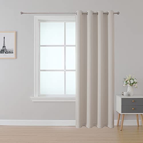 Upcortinassi Fire Retardant Blackout Curtains Flame Resistant Curtain Room Darkening for School Classroom Dorm Nursing Home Light Beige 52 x 95 1 Panel