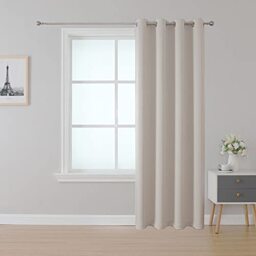 Upcortinassi Fire Retardant Blackout Curtains Flame Resistant Curtain Room Darkening for School Classroom Dorm Nursing Home Light Beige 52 x 95 1 Panel