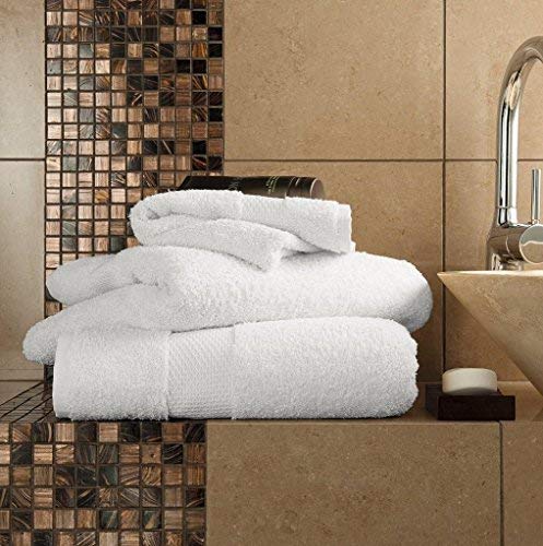 Gaveno Cavailia Egyptian Cotton Thick Absorbent 700 GSM Miami Hand Towel [ Pack of 4-White (50x85 cm)