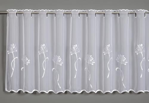 Gardinia Bistro Curtain Voile Embroidery Dandelion White 140 x 48 cm