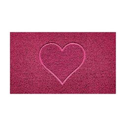 Nicoman Embossed Spaghetti Door Mat Dirt-Trapper Jet-Washable Doormat 70x43cm (Pink, HEART Shape) - Use Indoor or Sheltered Outdoor