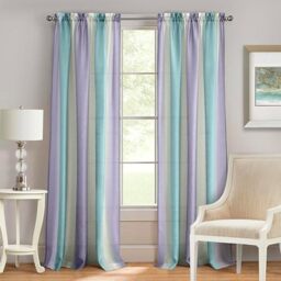 Spectrum Rod Pocket Panel Window Curtain - 50 Inch Width, 63 Inch –Length Lilac/Turquoise, Semi-Sheer & Machine Washable Soft Polyester Drapes for Bedroom Living & Dining Room by Achim Home Decor