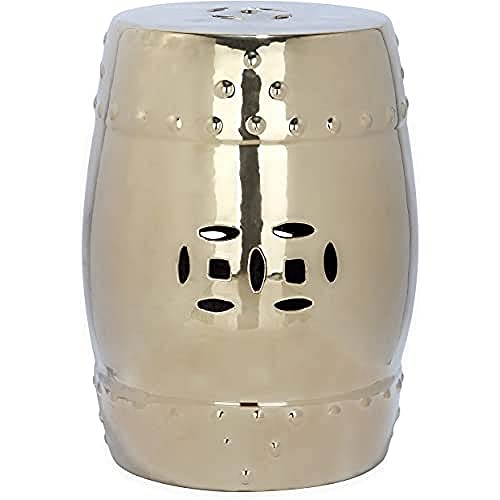 SAFAVIEH Modern Ceramic Garden Stool, in Gold, 35 X 35 X 45