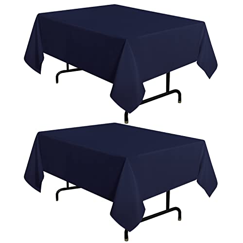 sancua 2 Pack Navy Tablecloth 54 x 54 Inch, Stain and Wrinkle Resistant Square Table Cloth - Washable Polyester Table Cover for Dining Tables, Buffet Parties and Camping