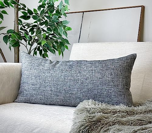 "Aiking Home Woven Fine Faux Linen Throw Pillow Cover, size14""x26"", Grey"
