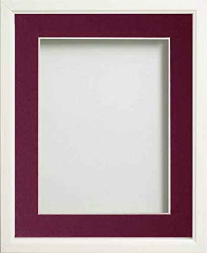 Frame Company Drayton White A4 Photo Frame with Plum Mount for A5 - Fits A5 with mount or A4 without, Overall 9.5x12.9, Glass