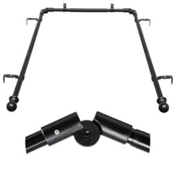Bay Window Curtain Rod - 1 Inch Adjustable U-Shaped Rod, Black Steel, 15-49 Inch Sides, 25-75 Inch Center, Heavy Duty