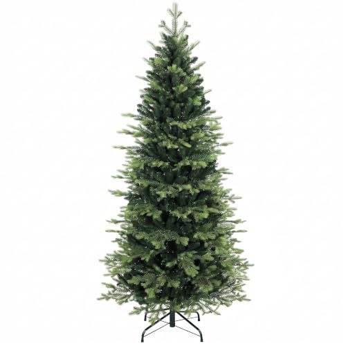HOMCOM 6ft Artificial Christmas Tree, Geneva Fir Hinged Xmas Tree, Green - 180cm, 1610 Branch Tips, Foldable Steel Stand, Easy Assembly for Home Office Holiday Decoration