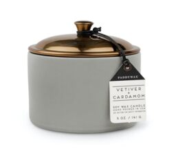 Paddywax Scented Candles Minimalist Hygge Range Luxury Candle in Matte Ceramic Container with Lid, 141g, Vetiver + Cardamom