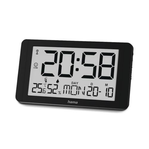 "Hama ""Cuba Digital Wall Clock, Radio-Controlled Clock with Thermometer/Hygromet"