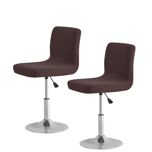 FUANGUI Bar Stool Covers with Backs, 2 Pack Stretch Bar Stool Chair Covers, Knitted Jacquard Bar Stool Covers,Washable Bar Chair Covers Swivel Barstool Slipcovers (Knitted Coffee 01)