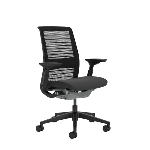 Steelcase Think Ergonomic Office Chair With LiveBack Lumbar Support, 4D Armrests, Sustainable Design Black Made in Europe