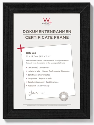 walther design Picture Frame Black 21 x 29,7 cm (DIN A4) Home Wooden Frame HO130B