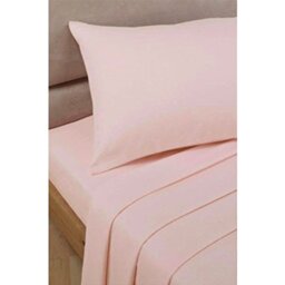 Yorkshire Linen Polycotton Percale Pink Housewife Pillowcases (Pair), 50x75cm