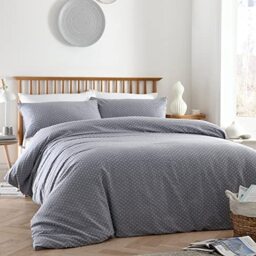 Appletree - Blue Grey Tufted Duvet Cover - Double Bedding Size (200 x 200cm) - Soft 100% Cotton Bedding - Grey Blue Duvet Cover with Embroidery Polka Dots - Luxury Bedding - Contemporary Bed Set