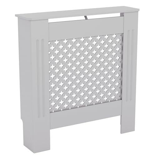 Vida Designs Oxford Radiator Cover White - Small - Traditional Cross Pattern Design For Optimal Heat Circulation - H82xW78xD19cm - Painted MDF Cabinet Ideal For Living Room & Hallway