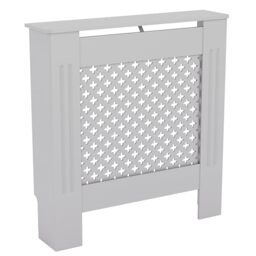 Vida Designs Oxford Radiator Cover White - Small - Traditional Cross Pattern Design For Optimal Heat Circulation - H82xW78xD19cm - Painted MDF Cabinet Ideal For Living Room & Hallway
