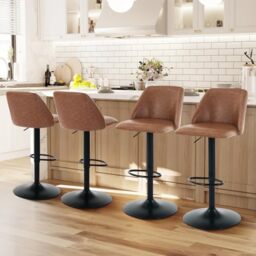 COLAMY Breakfast Bar Stools Set of 4, Modern Swivel Kitchen Stool