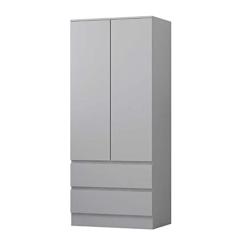 FWStyle Modern Scandinavian Style Matt Grey 2 Door 2 Drawer Combination Wardrobe No Handles Soft Close…