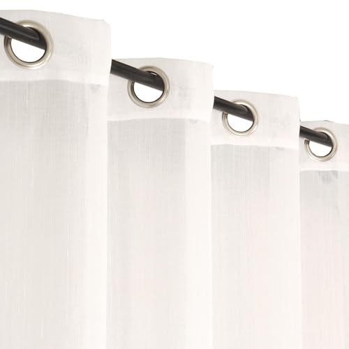Atout Ciel White Textured Eyelet Curtains 140 x 240 cm