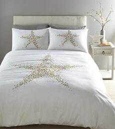 Portfollio Star Bright Duvet Cover Set Bed Linen, Gold, Single