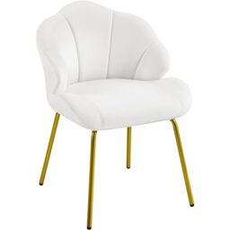 Yaheetech Velvet Armchair Accent Chair with Shell Shaped Backrest, White