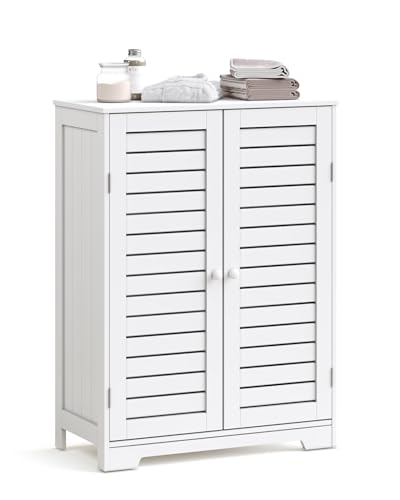 Mondeer Bathroom Floor Cabinet with 2 Doors, 60 x 30 x 80cm, White