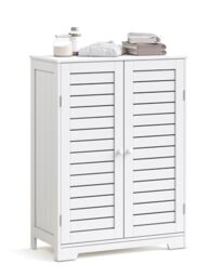 Mondeer Bathroom Floor Cabinet with 2 Doors, 60 x 30 x 80cm, White