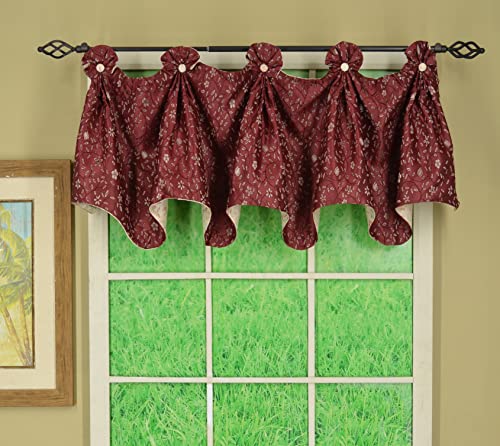 "Today's Curtain Madison Reversible Button Valance 20"" L, Burgundy"