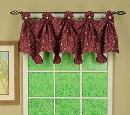 "Today's Curtain Madison Reversible Button Valance 20"" L, Burgundy"