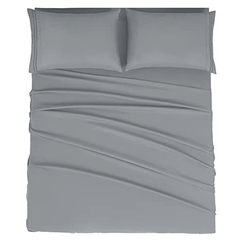 Mejoroom California King Size Sheet Set - Soft Microfiber Bed Sheets,Deep Pocket Fitted Sheet, Breathable, Wrinkle & Fade Resistant - 4 Piece (California King, Gray)