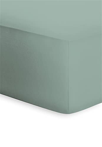 Bassetti Boxspring Salvia 565 9314107 Fitted Sheet Plain Cotton and Elastane in Salvia 180 x 200 cm / 200 x 220 cm