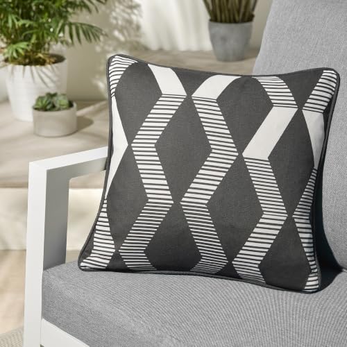Fusion Rico Black Filled Cushion, 43 x 43cm, Cotton, Microfibre Pad