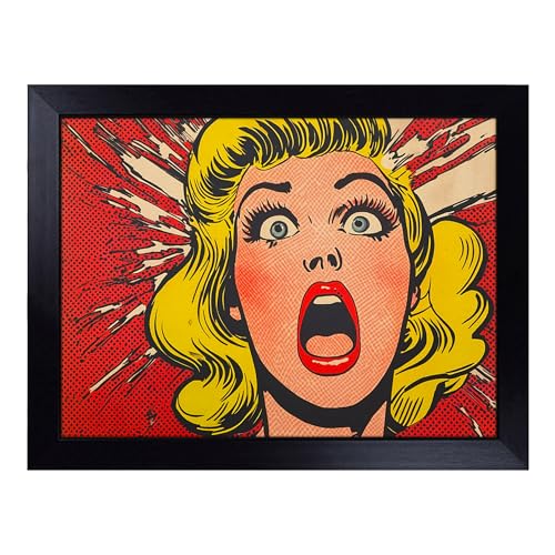 Lap Tray with Bean Bag Cushion, American Pop Art - Handmade in the UK, Raised Wooden Edge, Padded Cushion, Heat-Resistant Wipe-Clean Surface, for Meals, Laptops and Crafts