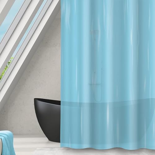 MSV Anti-Mould Shower Curtain - Anti-Bacterial, Washable, Waterproof, Eva, 180 x 180 cm, Blue