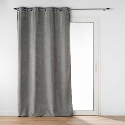 Douceur d'Intérieur, Novana Curtain with Eyelets 135 x 260 cm Anthracite Velvet Plain