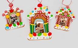 Christmas Tree Hanging Decorated with Candy Cane Personalise Photo Frame Xmas Tree Wall Home Décor Ornaments 12pcs Set
