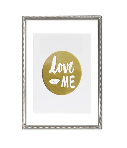 Inov8 Framing Tarnish Resistant Silver Designer Floating Picture Frame with Thin Bead Edge Design for 8x10 inch (20x25cm) Photo