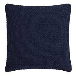 Drift Home - Navy Cushion (43 x 43cm) - Sustainable Recycled Cotton - Filling/Padding Included - Woven Textured Cushion with Insert - Matching Throw Available
